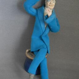 Louis De Fun??s. Polymer Clay Fimo & Textile Doll. Ooak Doll For Home Office Decor. French Movie Comedy Actor - thumbnail 2