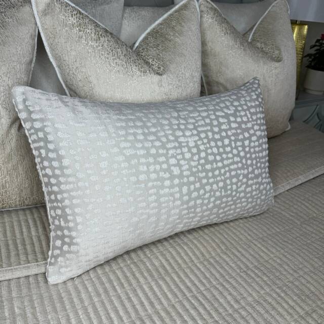 "Champagne Cushion Cover - Silver Shim Pillow Luxury Estradapo Porcelain Ashley Wilde-Rectangle Size 12"" X 20" - image 1