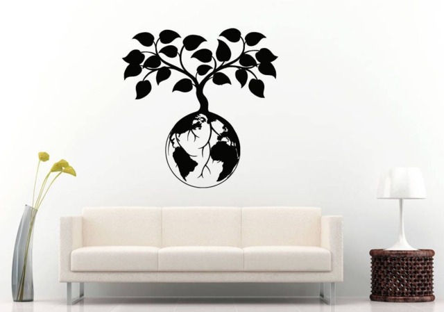 Earth Planet Tree Nature Leaves Wall Sticker Decal Vinyl Mural Decor Art L2308 - image 1