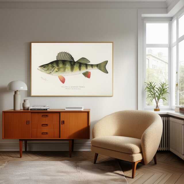 Yellow Perch Vintage Print Fishing Wall Art - image 1