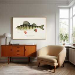 Yellow Perch Vintage Print Fishing Wall Art - thumbnail 1
