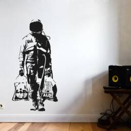 Wall Decal Banksy Astronaut, Street Art Sticker, Spaceman Graffiti, Banksy Stencil Art, Nasa Decal - thumbnail 3