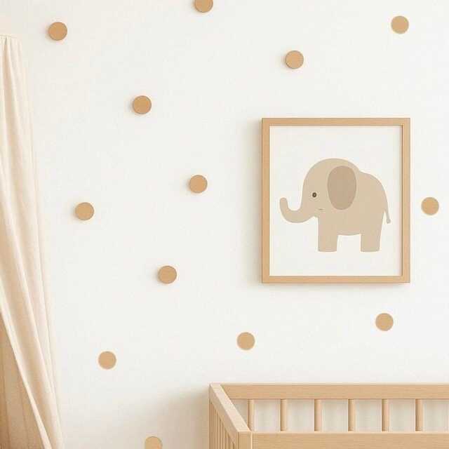 Neutral Nursery Wall Decor, Wooden Dots, Polka Dot Decal, Kids Room Stickers, Playroom Circles - image 1