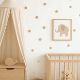 Neutral Nursery Wall Decor, Wooden Dots, Polka Dot Decal, Kids Room Stickers, Playroom Circles - thumbnail 2