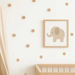 Neutral Nursery Wall Decor, Wooden Dots, Polka Dot Decal, Kids Room Stickers, Playroom Circles - thumbnail 1