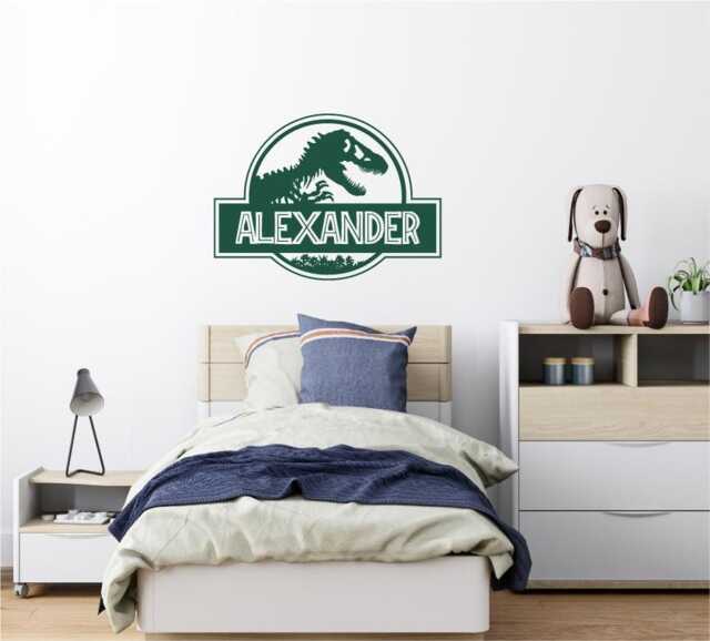 Jurassic Dinosaur Wall Art Boys Name Sticker Gift Kids Decor Bedroom - image 1