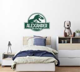 Jurassic Dinosaur Wall Art Boys Name Sticker Gift Kids Decor Bedroom