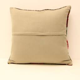 Ethnic Kilim Pillow, 20x20 Turkish Bohemian Carpet Handmade Lumbar, Boho Sham Cover, Sofa Throw Pillow 4Ef-82 - thumbnail 4