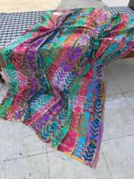 Boho Chic Cotton Kantha Suzani Quilt Handmade Bedspread - thumbnail 1