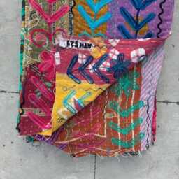 Boho Chic Cotton Kantha Suzani Quilt Handmade Bedspread - thumbnail 4