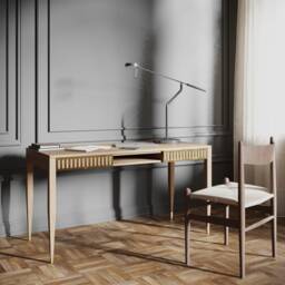 Mid-Century Modern Oak Desk With Brass Details, Handmade - thumbnail 1