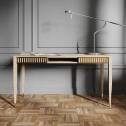 Mid-Century Modern Oak Desk With Brass Details, Handmade - thumbnail 2