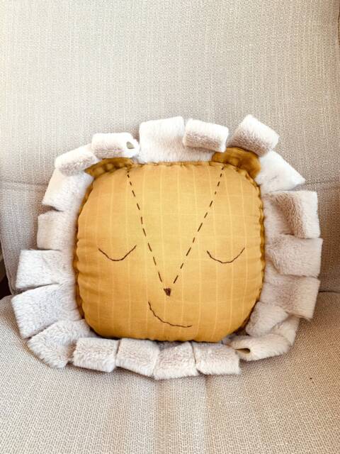Handmade Lion Pillow Soft Cotton Cushion, Safari Nursery Decor - image 1