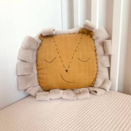 Handmade Lion Pillow Soft Cotton Cushion, Safari Nursery Decor - thumbnail 3