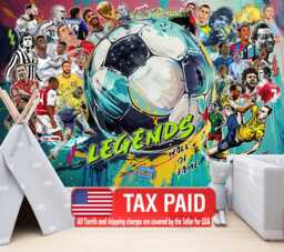 Football Soccer, Legends Wallpaper Mural, Boys Room Decor, Peel & Stick Decal - thumbnail 1