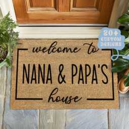 Grandparent Family Gift, Grand Parent Doormat With Nicknames, Welcome To Our House, Personalized Gift - thumbnail 1