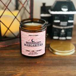Midnight Margaritas Candle Hand-Poured Soy Wax, Amber Jar - thumbnail 1