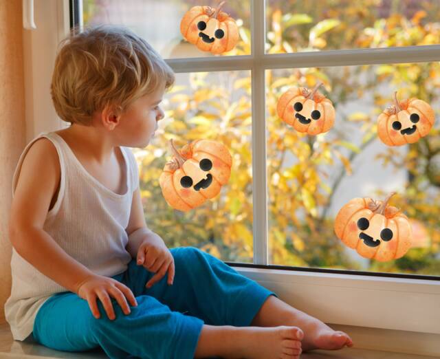 Halloween Window Cling Stickers, Decorations, Pumpkin Decals Removable Reusable Wall Stickers - image 1