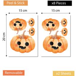 Halloween Window Cling Stickers, Decorations, Pumpkin Decals Removable Reusable Wall Stickers - thumbnail 3