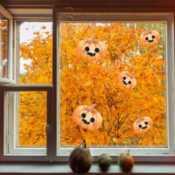 Halloween Window Cling Stickers, Decorations, Pumpkin Decals Removable Reusable Wall Stickers - thumbnail 2