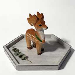 Whimsical Hand Carved Wooden Deer Miniature Woodland Animal Figurine Nursery Decor Gift For Nature Lover - thumbnail 2