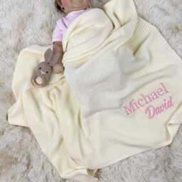 Personalized Baby Blanket - Soft Cotton Knit -Newborn Blanket- Custom Name Shower Gift Keepsake For - thumbnail 2