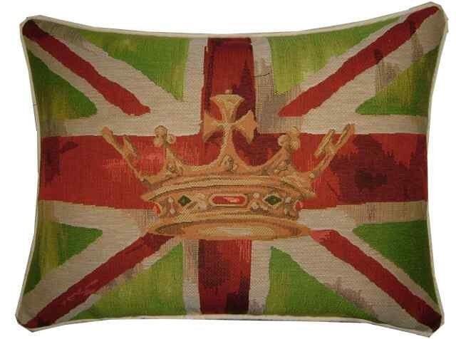 Union Jack Lime Design 2 Oblong Tapestry Cushion Pillow Cover - image 1