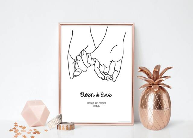 Personalised Pinky Promise Anniversary Print Couple Gift - image 1