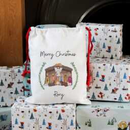 Nativity Scene Christmas Sack, Personalised Sack, Toy Eve Bag, Stocking, Manger Scene - thumbnail 4