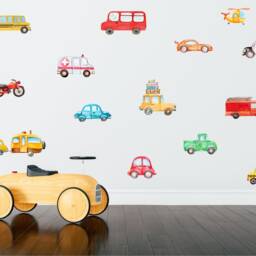 Watercolor Vehicle Wall Decals City Transport Nursery Decor - thumbnail 2