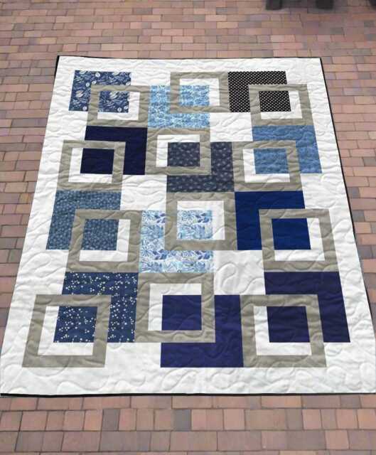 Floating Windows Quilt Pattern PDF - Modern Geometric Design Throw Digital Download - image 1