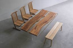 Customize Epoxy Resin Table, River , Office, Dining Table Top, Coffee - Olive Wood - thumbnail 1