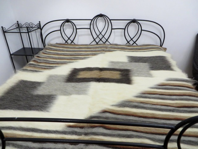 Handwoven Wool Bed Blanket Rustic Boho Queen Throw - 225x175cm - image 1