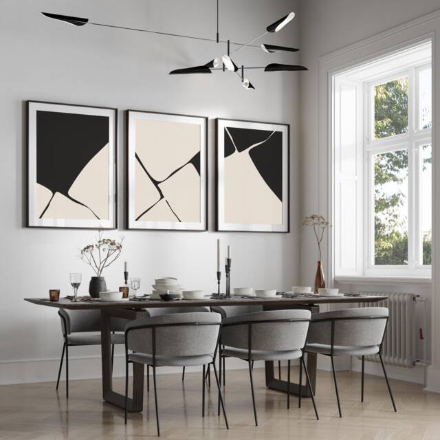 Set Of 3, Geometric Abstract Art, Neutral Beige, Living Room Wall Art Poster Prints Home Decor, A5, A4, A3 , A2, A1 Sizes, Fast Delivery - image 1