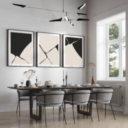 Set Of 3, Geometric Abstract Art, Neutral Beige, Living Room Wall Art Poster Prints Home Decor, A5, A4, A3 , A2, A1 Sizes, Fast Delivery - thumbnail 1