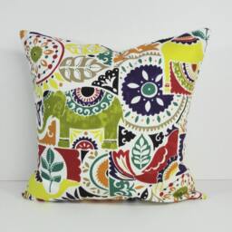 Multi-Colored Elephant Pillow Cover Boho Throw Cushion - 16x16, 18x18 - thumbnail 2