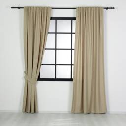Linen Look Curtain Set Natural Color Drapes, Custom Size, Blackout Option - thumbnail 3