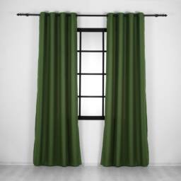 Linen Look Curtain Set Natural Color Drapes, Custom Size, Blackout Option - thumbnail 1