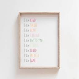Set Of 2 Girls Nursery Prints, Affirmation Motivational Floral Bedroom Wall Art, Art - thumbnail 3