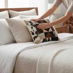 Set Of 2 Cowhide Patchwork Cushion Covers, Geometric Hair-On Hide Leather Pillow Cases - thumbnail 2