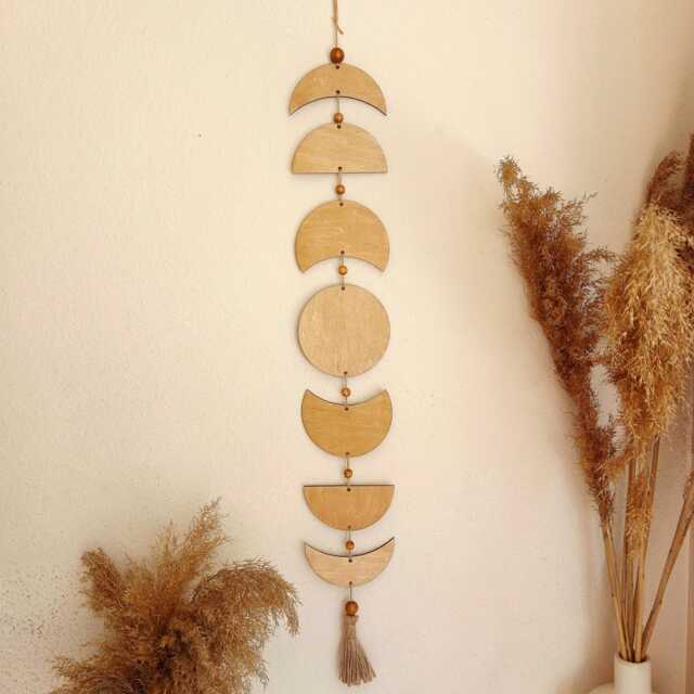 Celestial Decor Moon Phase Garland Beige, Nursery Decor, Phases Of The Wall Hanging, Teen Room Space Boho - image 1