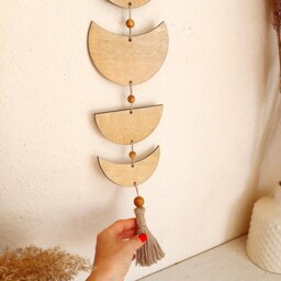 Celestial Decor Moon Phase Garland Beige, Nursery Decor, Phases Of The Wall Hanging, Teen Room Space Boho - thumbnail 2