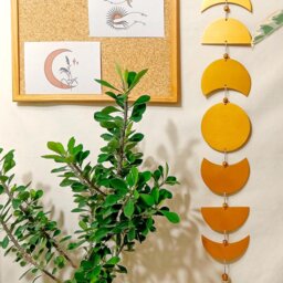 Celestial Decor Moon Phase Garland Beige, Nursery Decor, Phases Of The Wall Hanging, Teen Room Space Boho - thumbnail 3