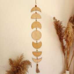 Celestial Decor Moon Phase Garland Beige, Nursery Decor, Phases Of The Wall Hanging, Teen Room Space Boho - thumbnail 1