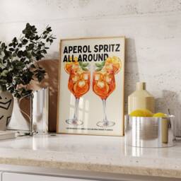 Aperol Spritz Print - Spritz Wall Art Cocktail Recipe Bar Cart Print Cart Decor Kitchen Aesthetic Prints - thumbnail 1