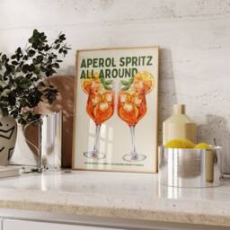 Aperol Spritz Print - Spritz Wall Art Cocktail Recipe Bar Cart Print Cart Decor Kitchen Aesthetic Prints - thumbnail 2