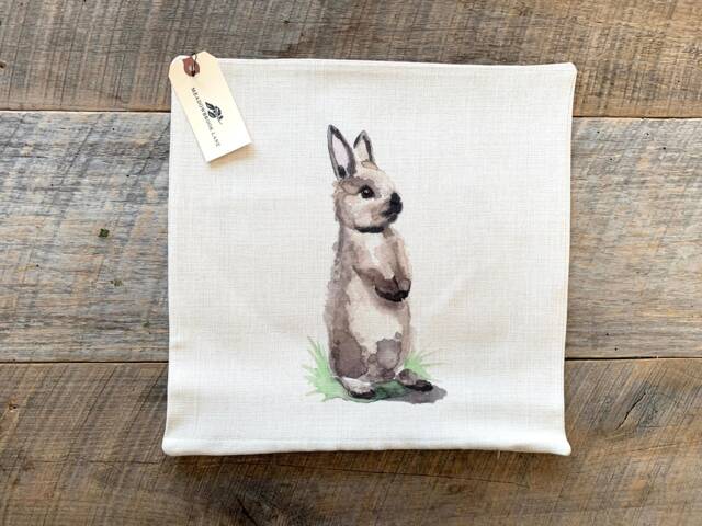 Rabbit Watercolor Linen Pillow Cover/Nursery Decor Easter Bunny Home Decorative - image 1