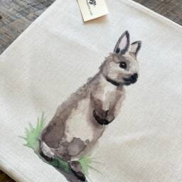 Rabbit Watercolor Linen Pillow Cover/Nursery Decor Easter Bunny Home Decorative - thumbnail 2