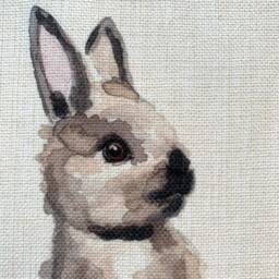 Rabbit Watercolor Linen Pillow Cover/Nursery Decor Easter Bunny Home Decorative - thumbnail 3