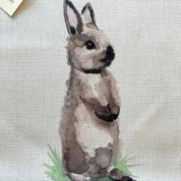 Rabbit Watercolor Linen Pillow Cover/Nursery Decor Easter Bunny Home Decorative - thumbnail 4